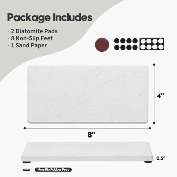 2PCS Diatomite Marble Stone Drying Mat for Kitchen Counter, Water Absorbing Soap - Picture 3 of 8